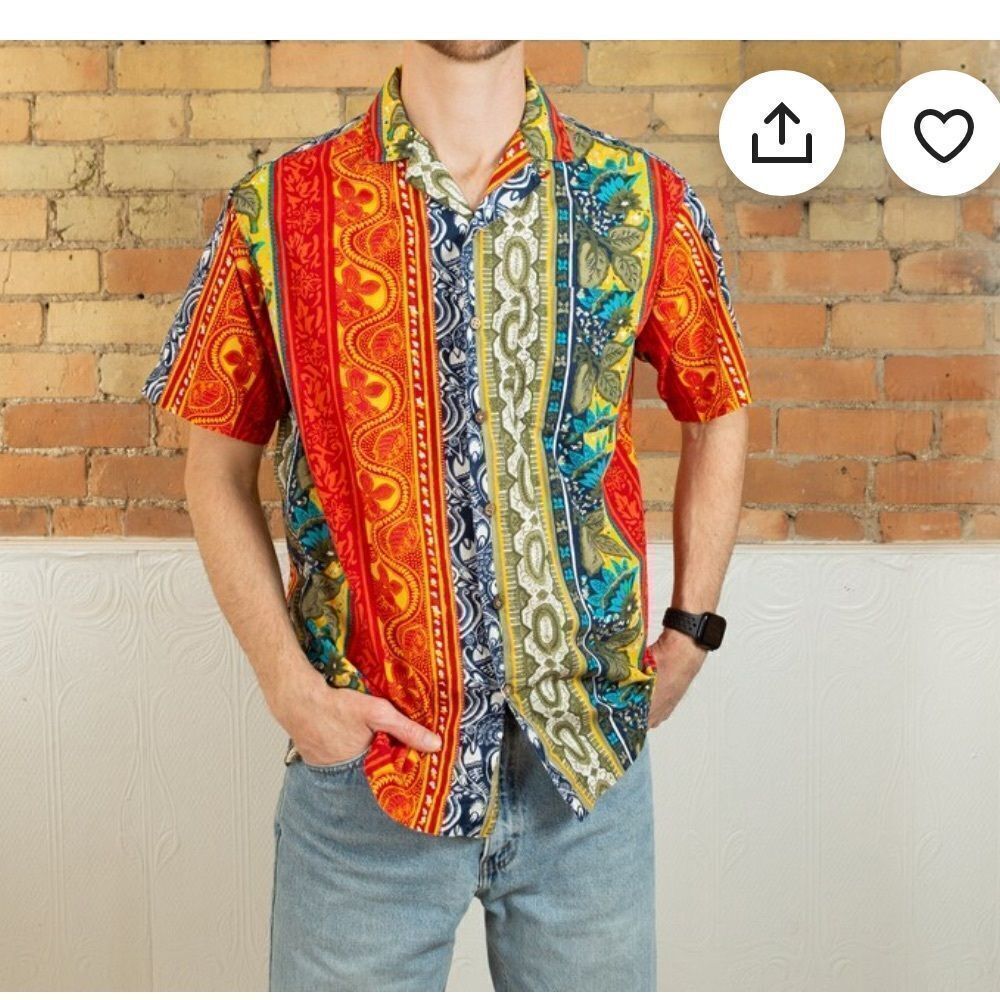 90's‎ / Y2K Chaps Ralph Lauren Abstract Colorblock Hawaiian Shirt size XL EUC